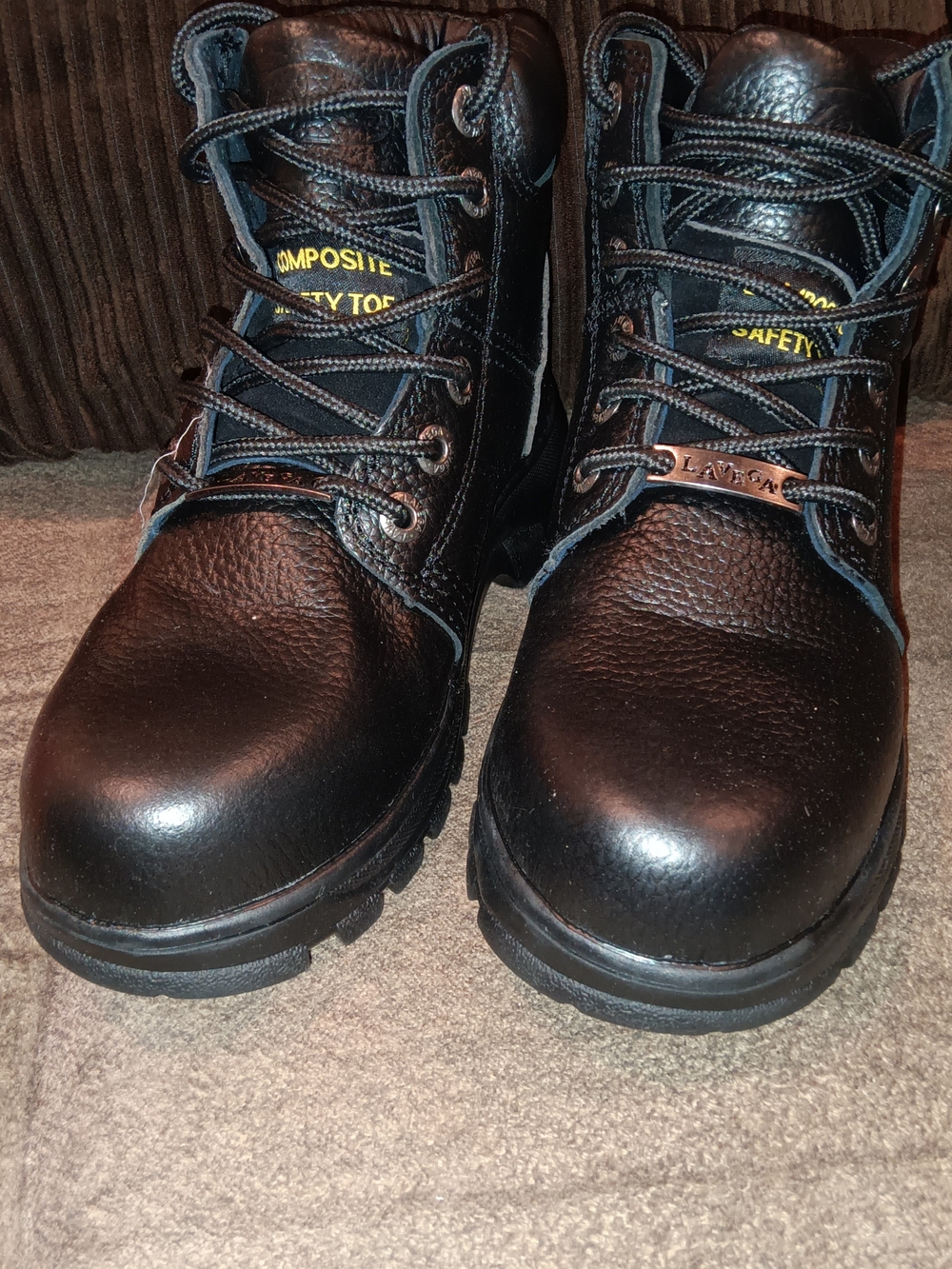 Women's Black Lace-Up Work Boots with Padded Ankle - Picture 6 of 6